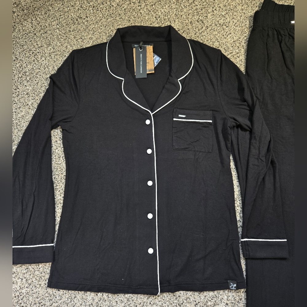 Pretty You London Sustainable Bamboo Pajama Set in Black Size US 4 & 6 NWT - Picture 8 of 15